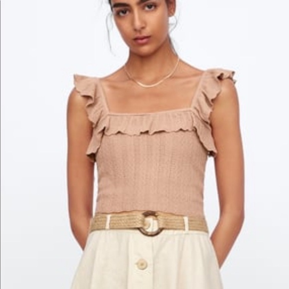 Zara Knit Ruffled Top